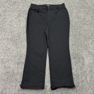 NYDJ Jeans Womens 12 Gray Black Marilyn Straight Stretch Denim Preppy Casual